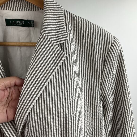 Ralph Lauren Striped Cotton Blazer Jacket Seersucker XL Size 16 Stretch - Picture 6 of 12
